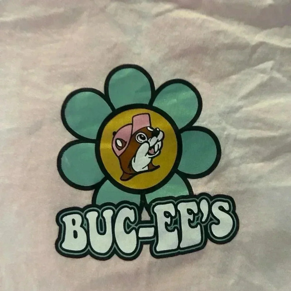 Rare Vintage Buc-ee’s Be Kind Flower Pink Tie-Dye Long Sleeve Tee Size Large - Picture 5 of 5
